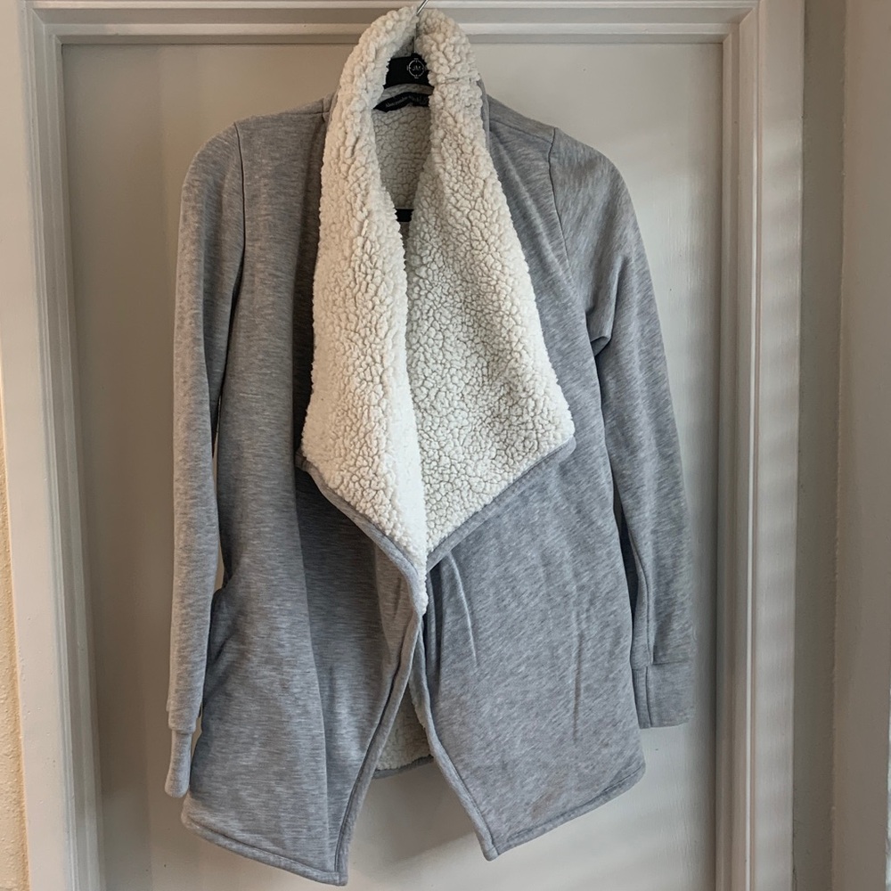 Abercrombie & Fitch Gray Sherpa Open Front Cardigan - Size XS